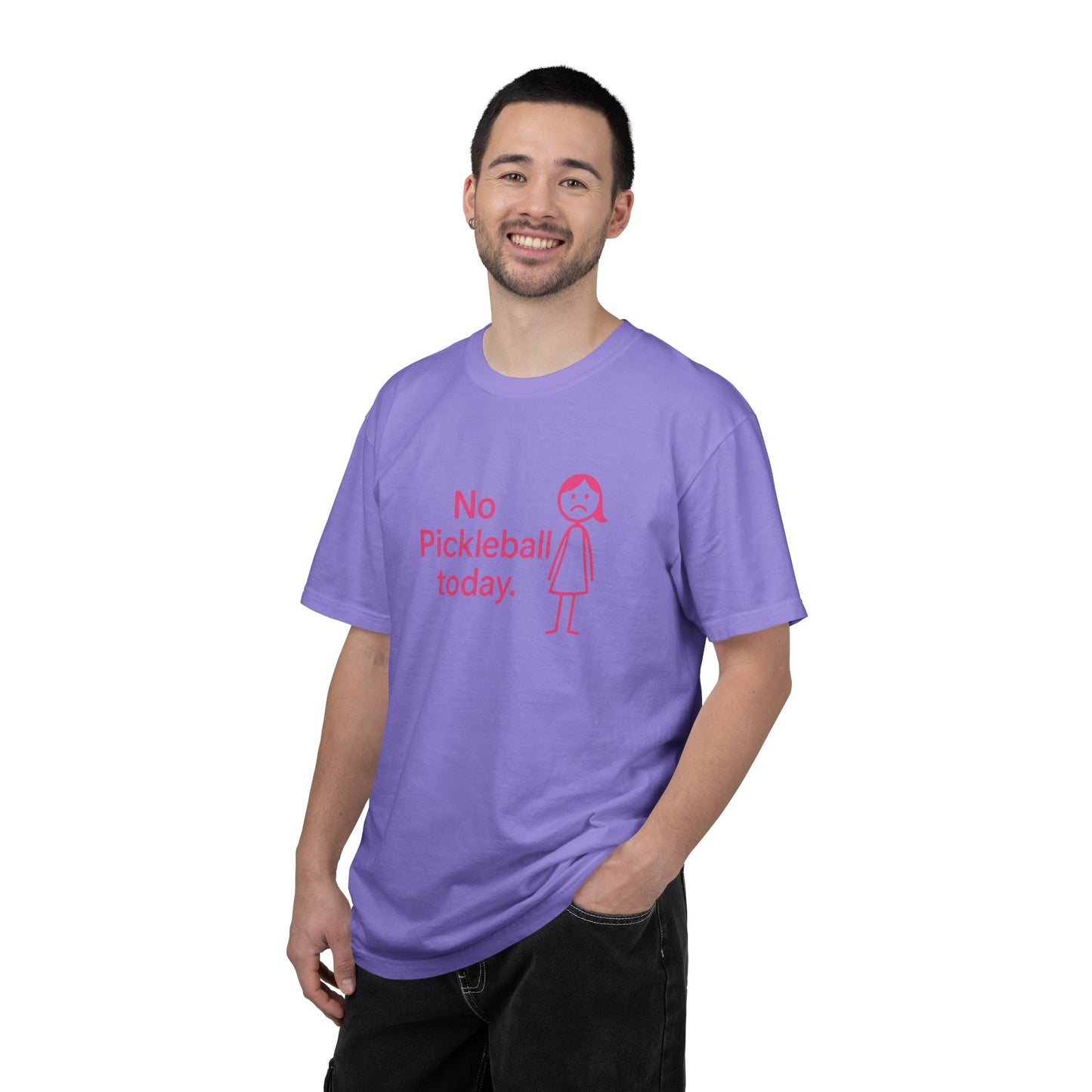 No Pickleball Today T-shirt | Funny Pickleball Saying, Pink Stick Figure Design