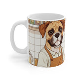 Barista Dog Mug | Pug Café Cartoon, Coffee Shop Illustration