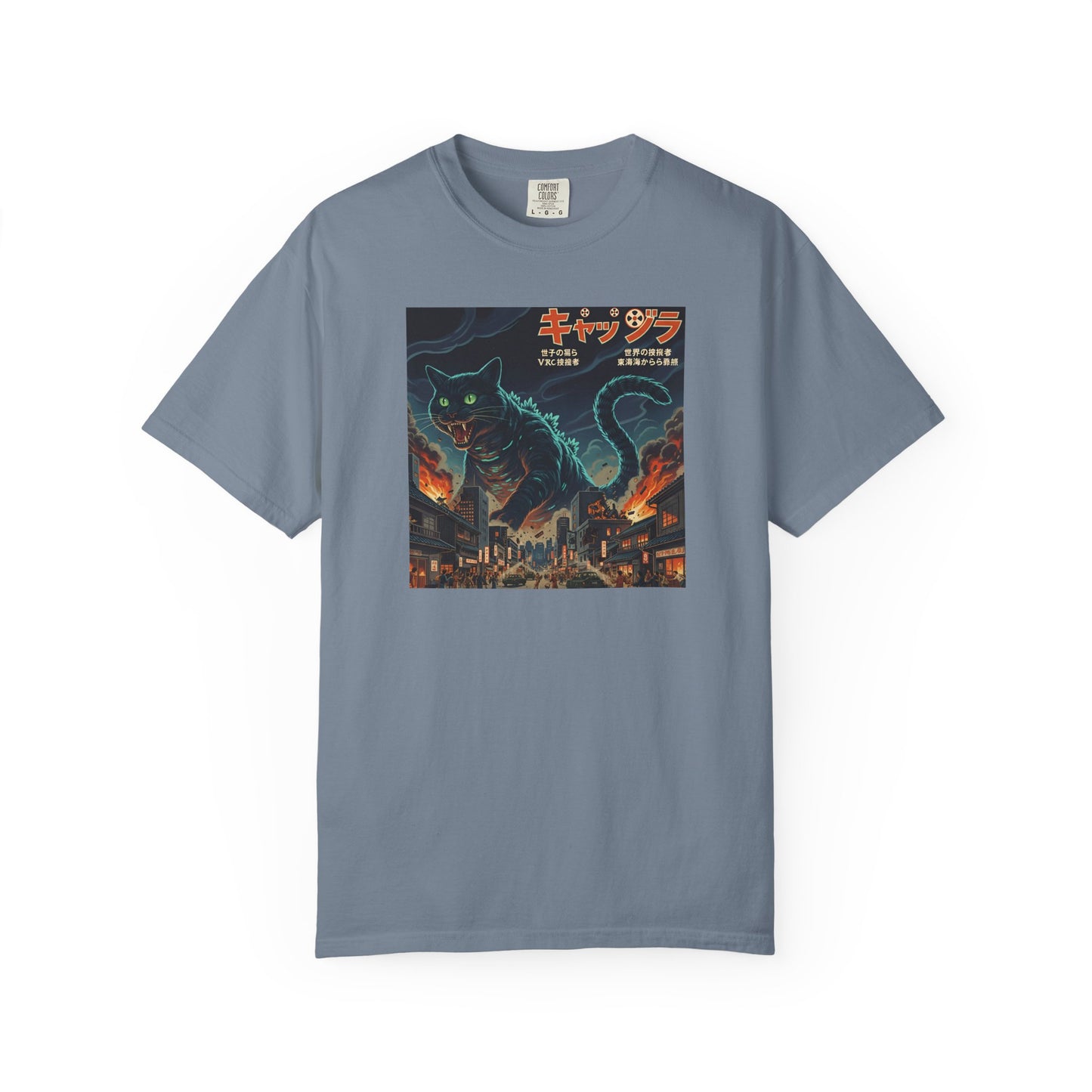 Giant Neon Cat Rampage T-Shirt | Retro City Kaiju Artwork