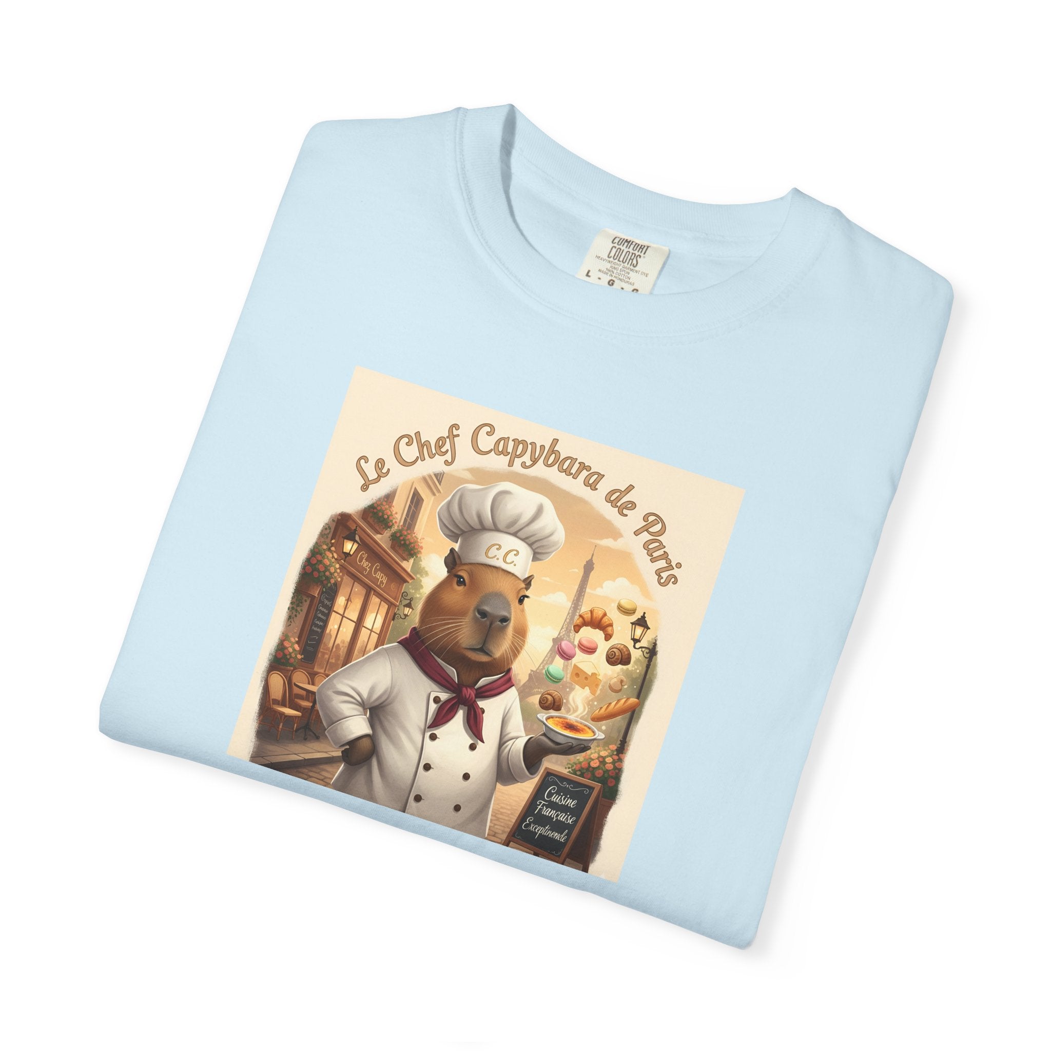Vintage French Pâtissier Capybara Chef T-shirt | Bakery Illustration