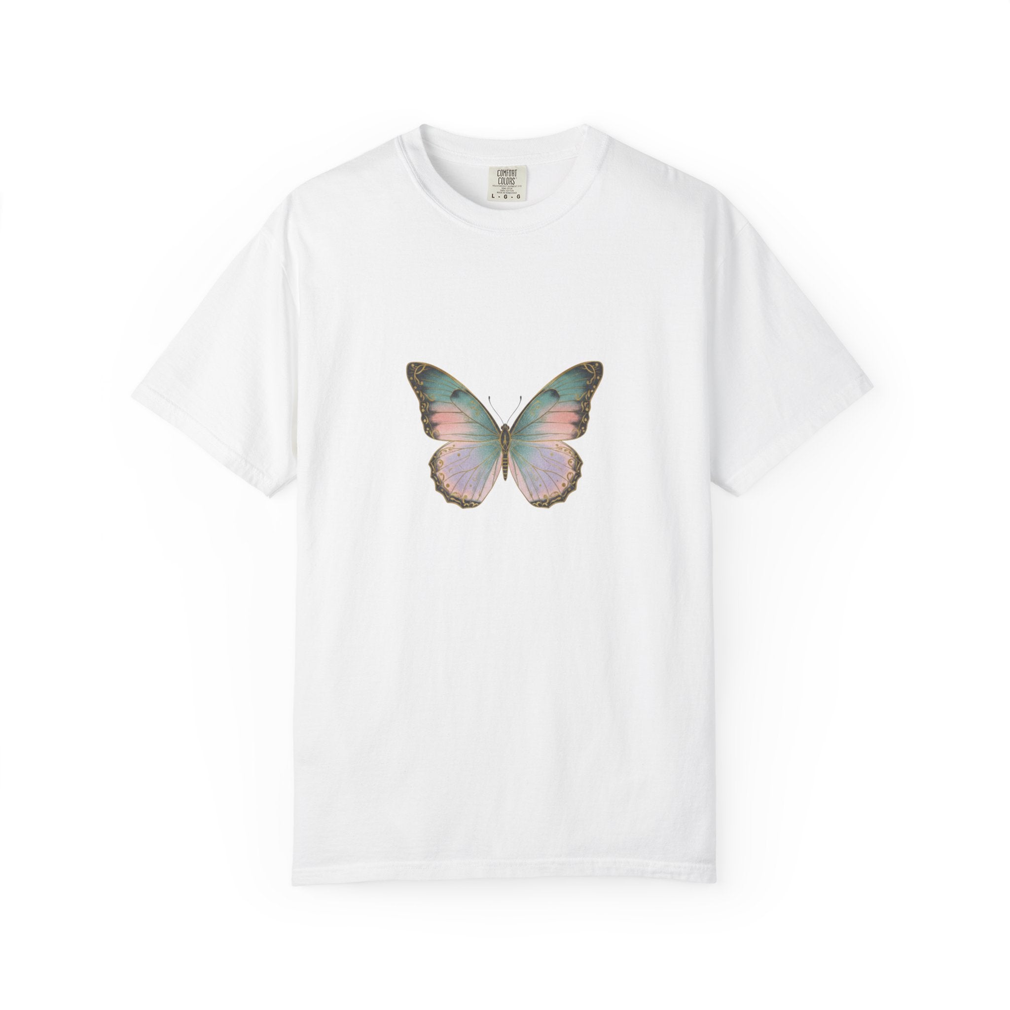 Retro 70s Vacation Butterfly T-shirt | Distressed Orange Teal Wings