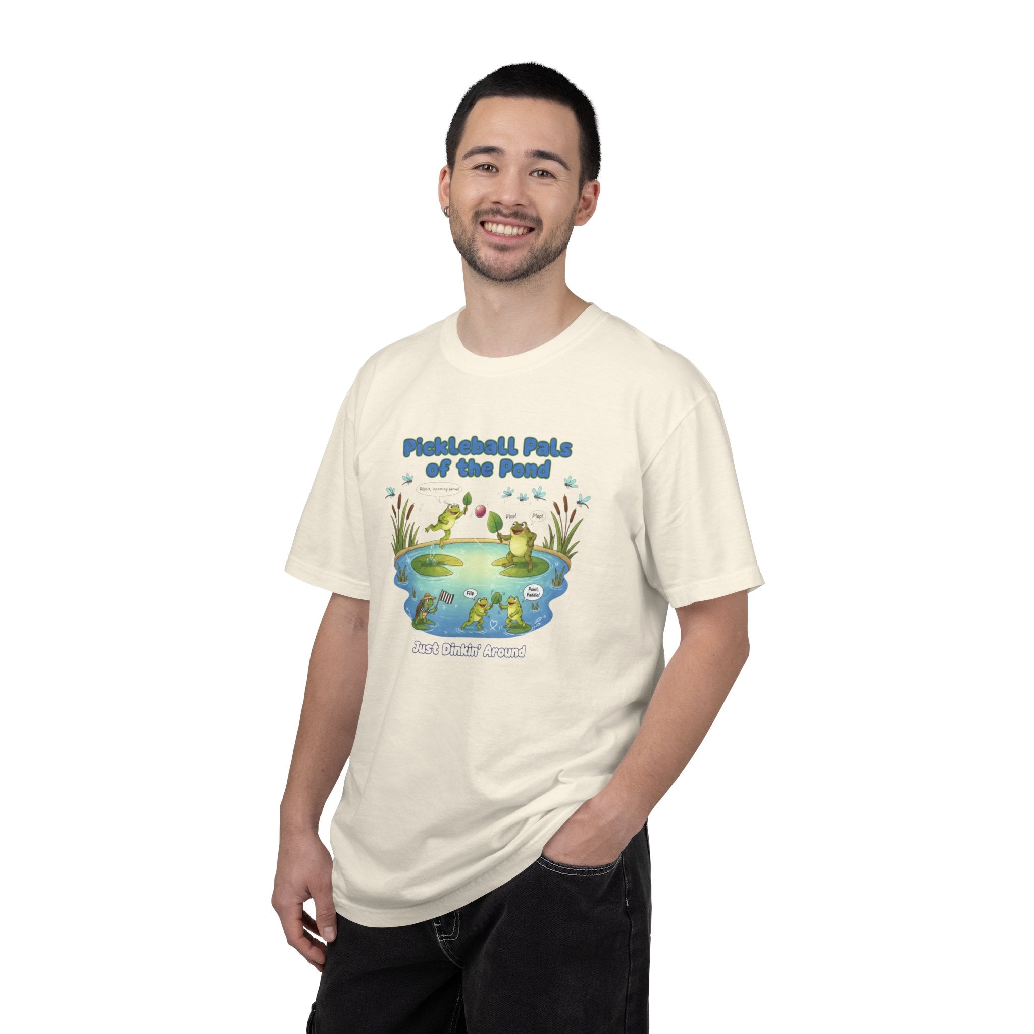 Pickleball Pals of the Pond T-Shirt | Cute Frog Pond Illustration