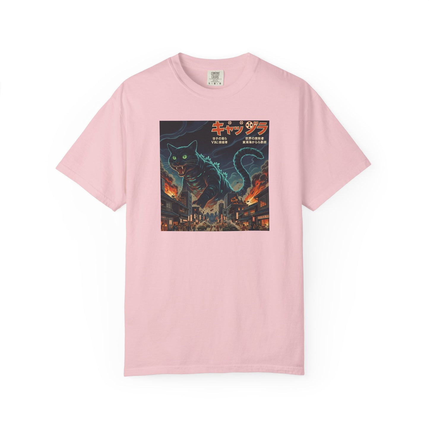 Giant Neon Cat Rampage T-Shirt | Retro City Kaiju Artwork