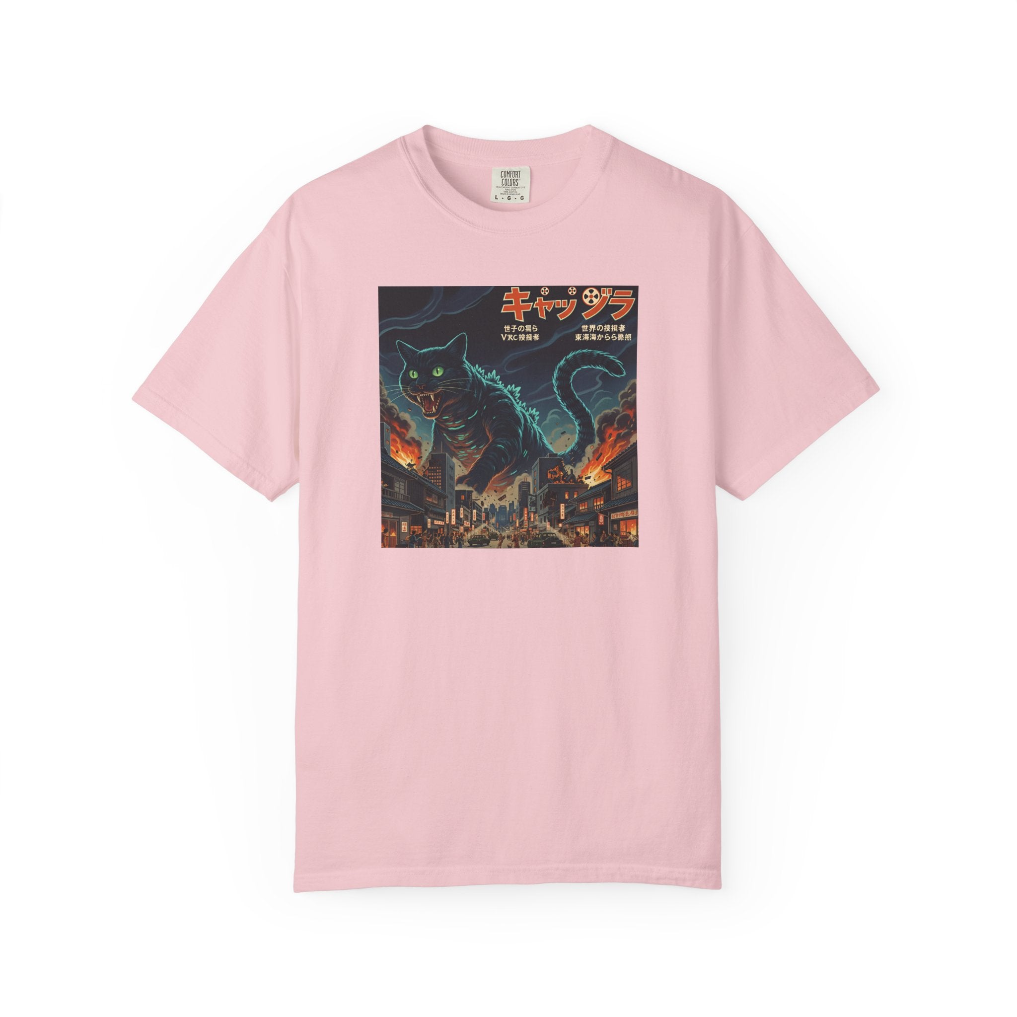 Giant Neon Cat Rampage T-Shirt | Retro City Kaiju Artwork