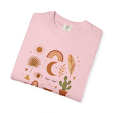 Boho Icons Mosaic T-Shirt | Crescent Moon Cactus Rainbows