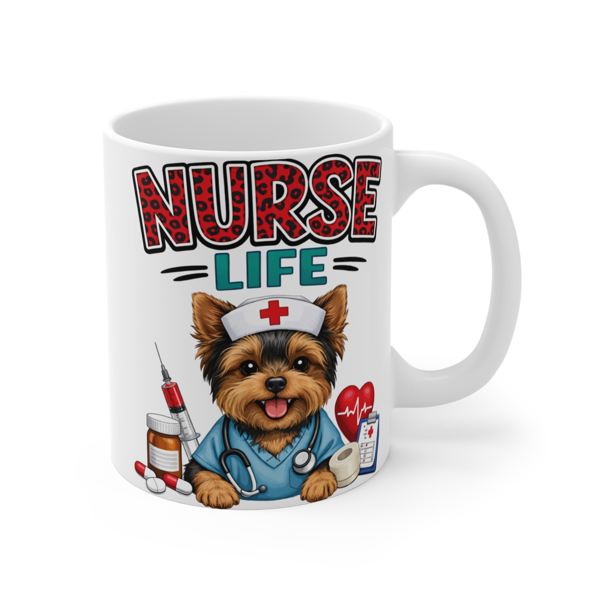 Nurse Life Yorkie Mug | Cute Nurse Dog Coffee Cup