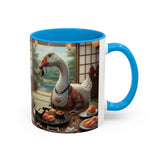 Goose with Sushi Mug | Japanese Tea Room Illustration