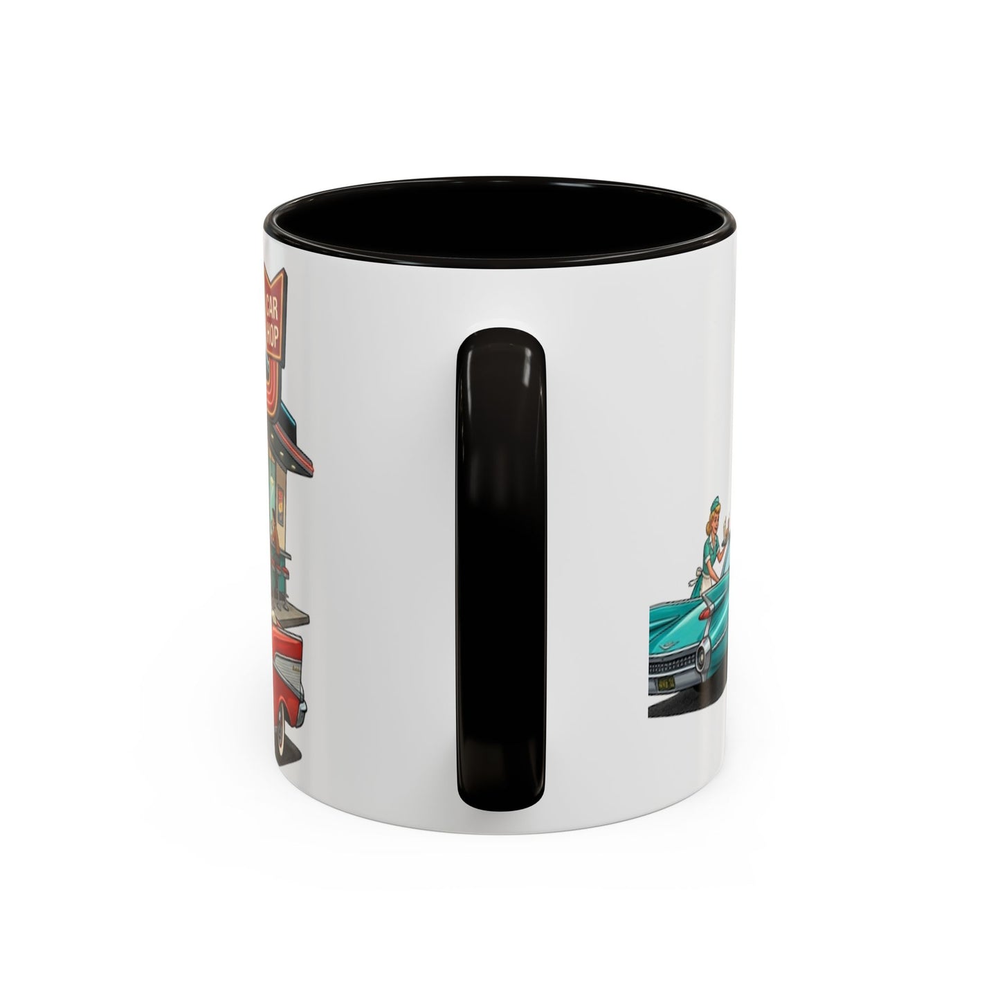 1950s Diner Scene Mug | Retro Car Hop Coffee Cup