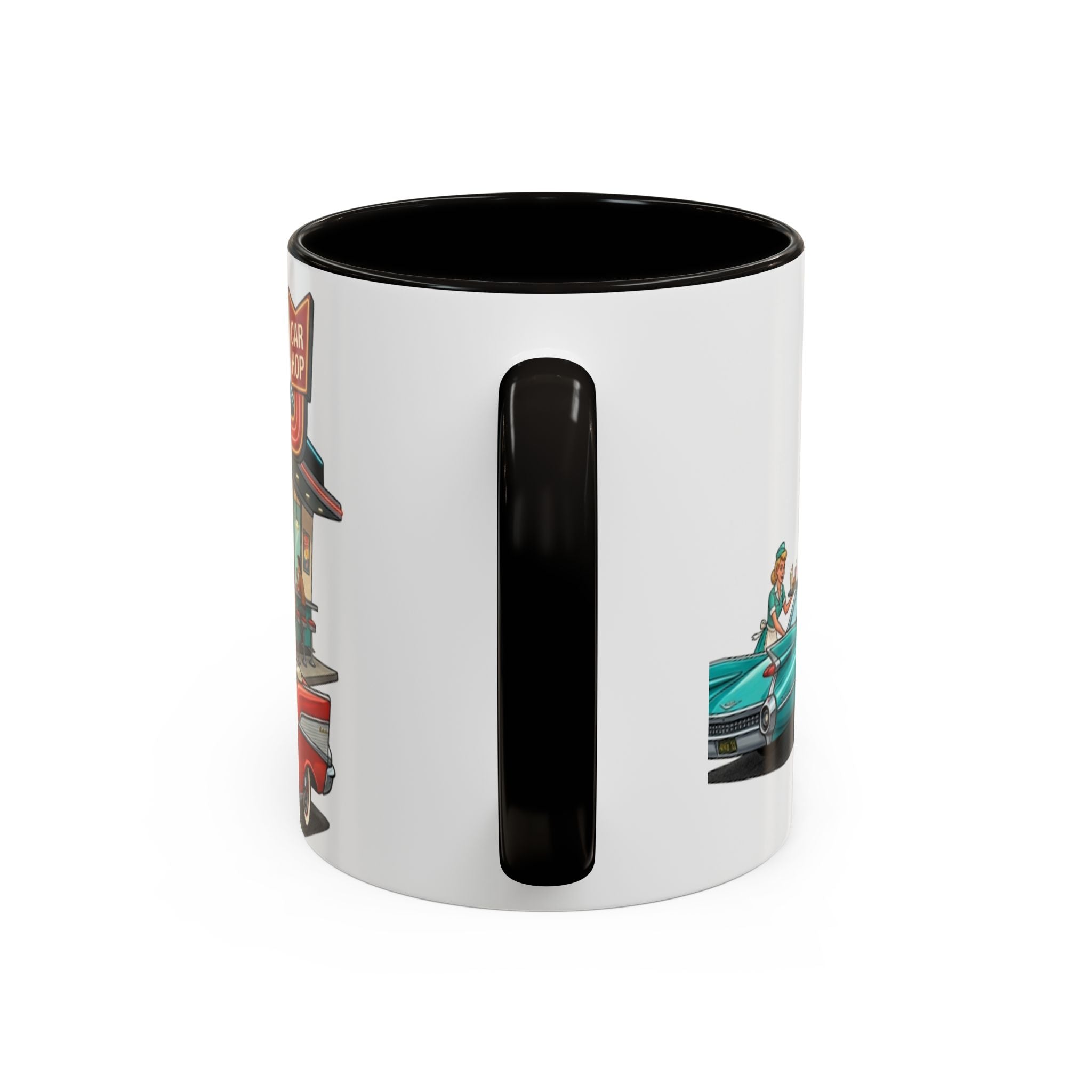 1950s Diner Scene Mug | Retro Car Hop Coffee Cup