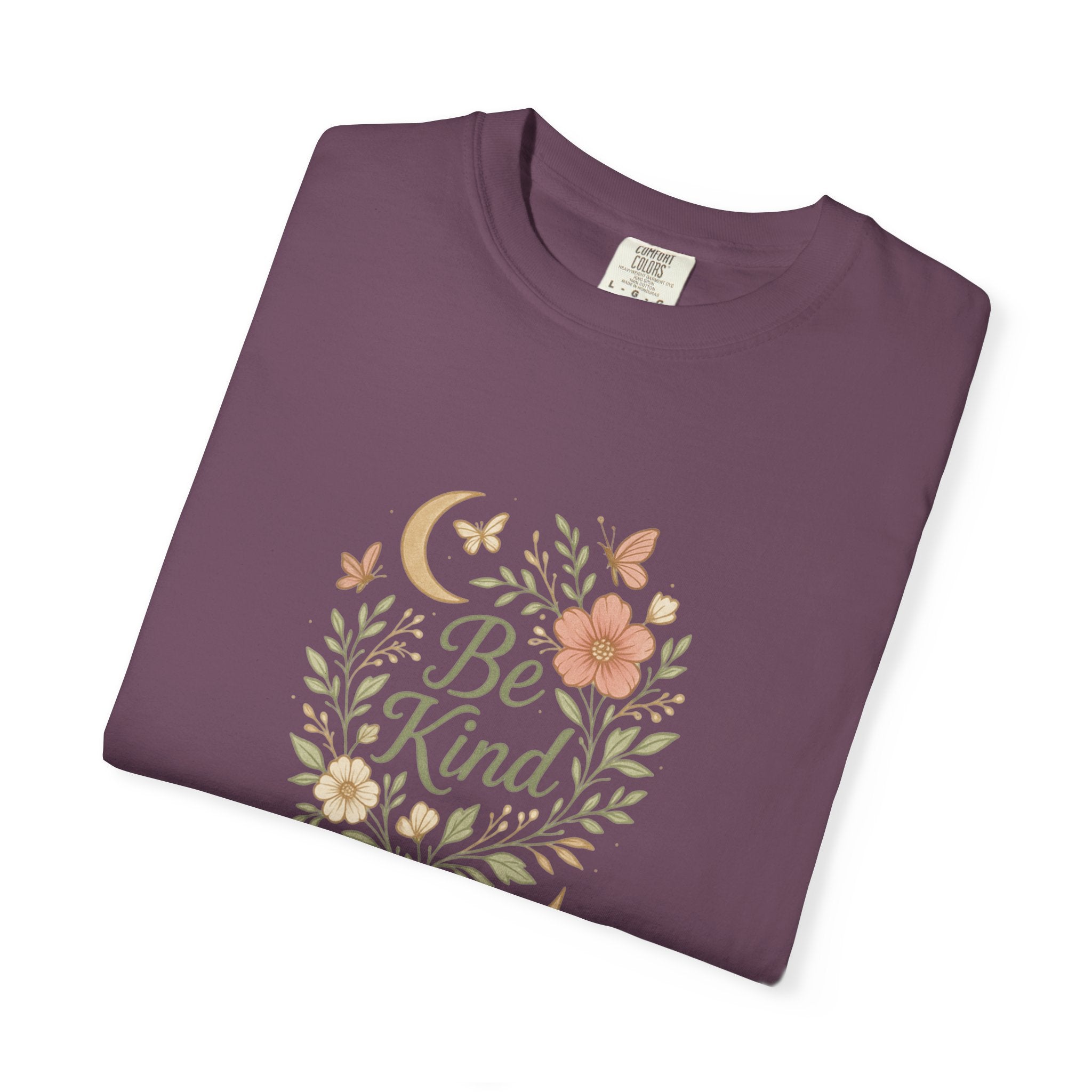 Be Kind Floral Wreath T-Shirt | Positive Quote, Boho Botanical Design