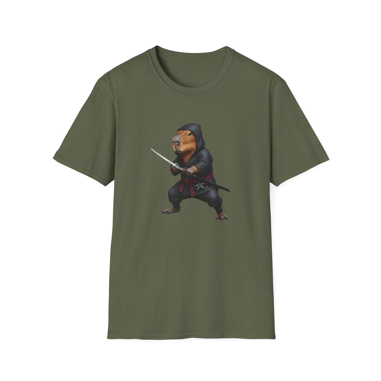 Stealthy Capybara Warrior T-Shirt | Zen Assassin Tactical Capy