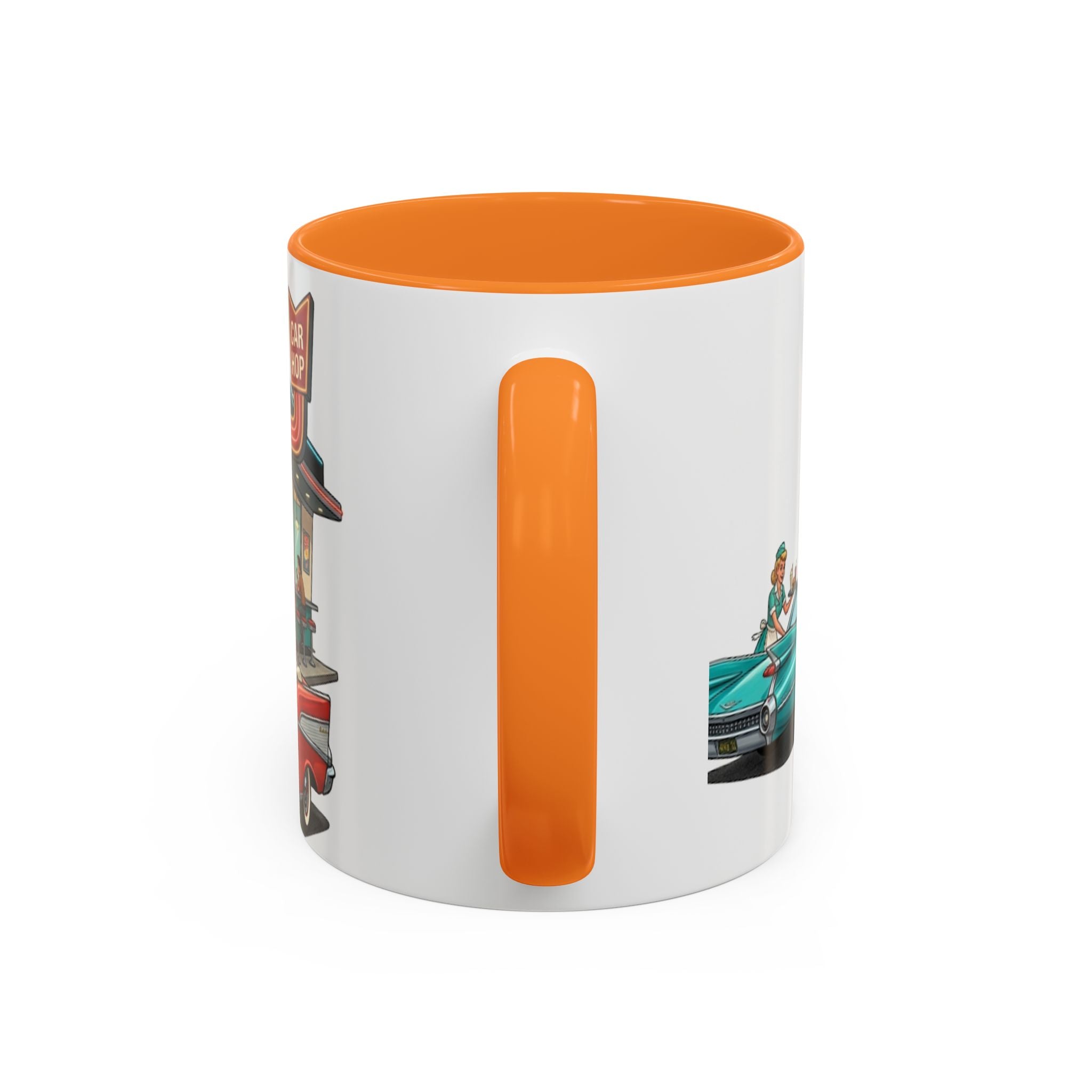 1950s Diner Scene Mug | Retro Car Hop Coffee Cup