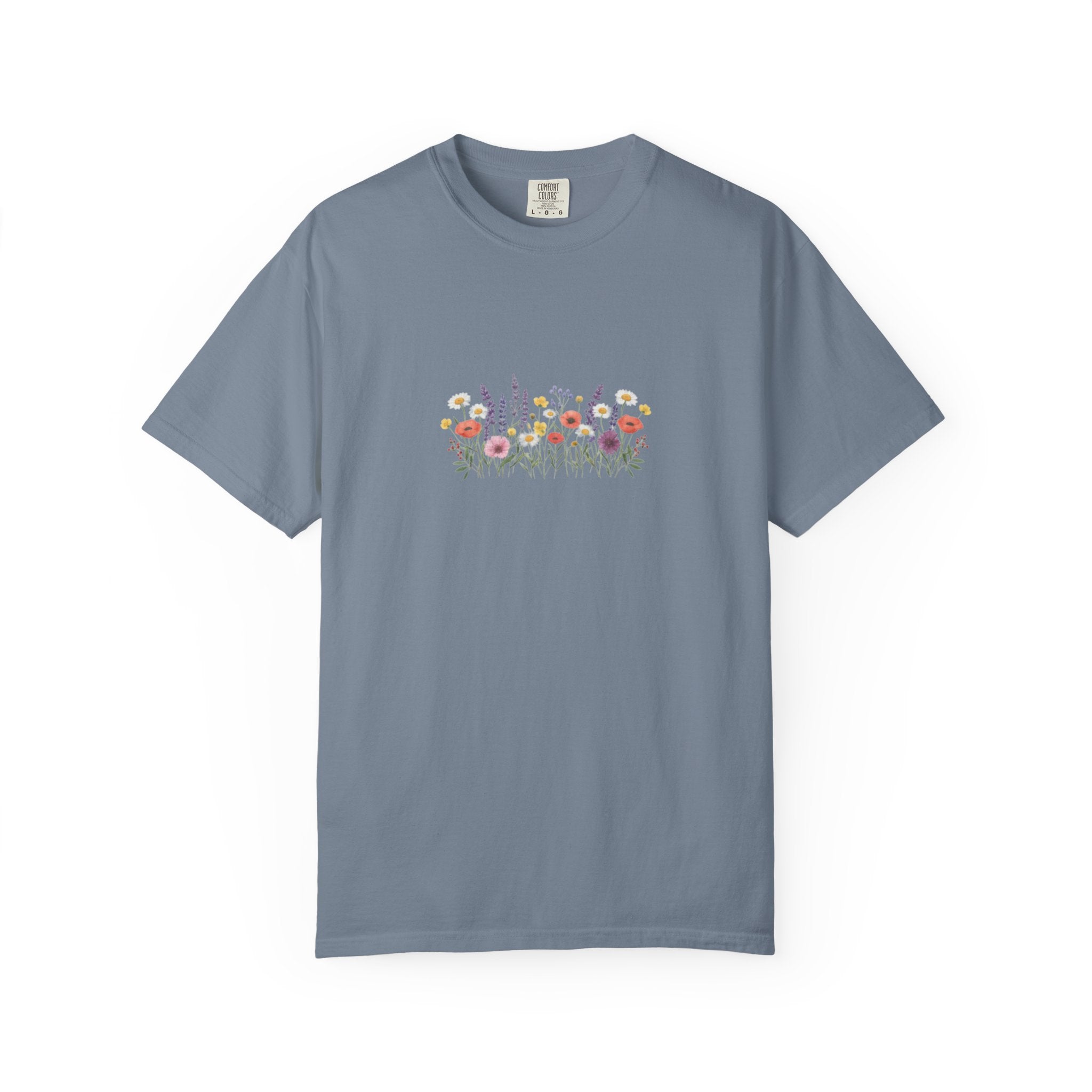 Wildflower Meadow watercolor floral design T-shirt | botanical garden tee