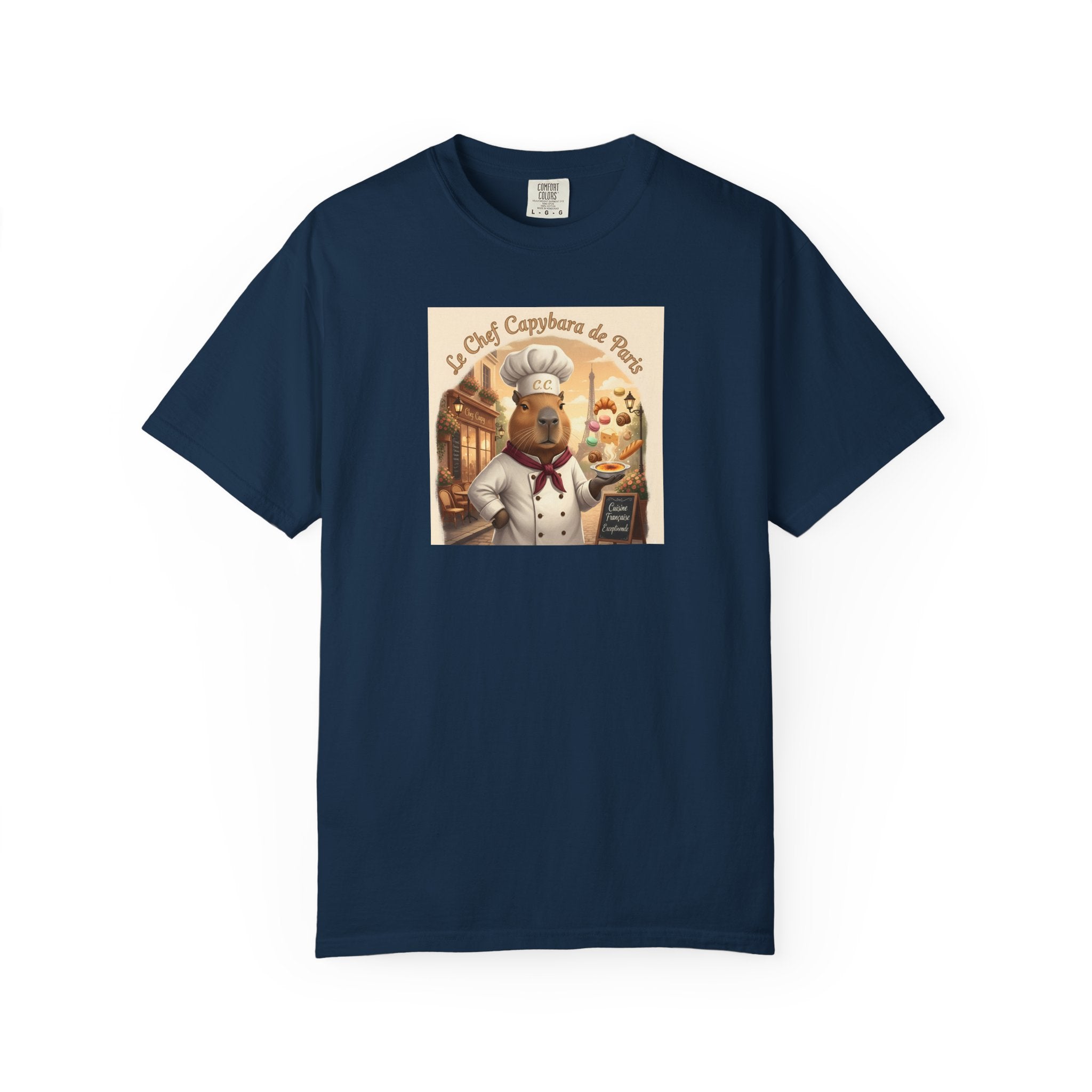 Vintage French Pâtissier Capybara Chef T-shirt | Bakery Illustration