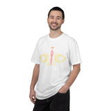 Celestial Moth T-shirt | Pink Yellow Moth with Crescent Moon