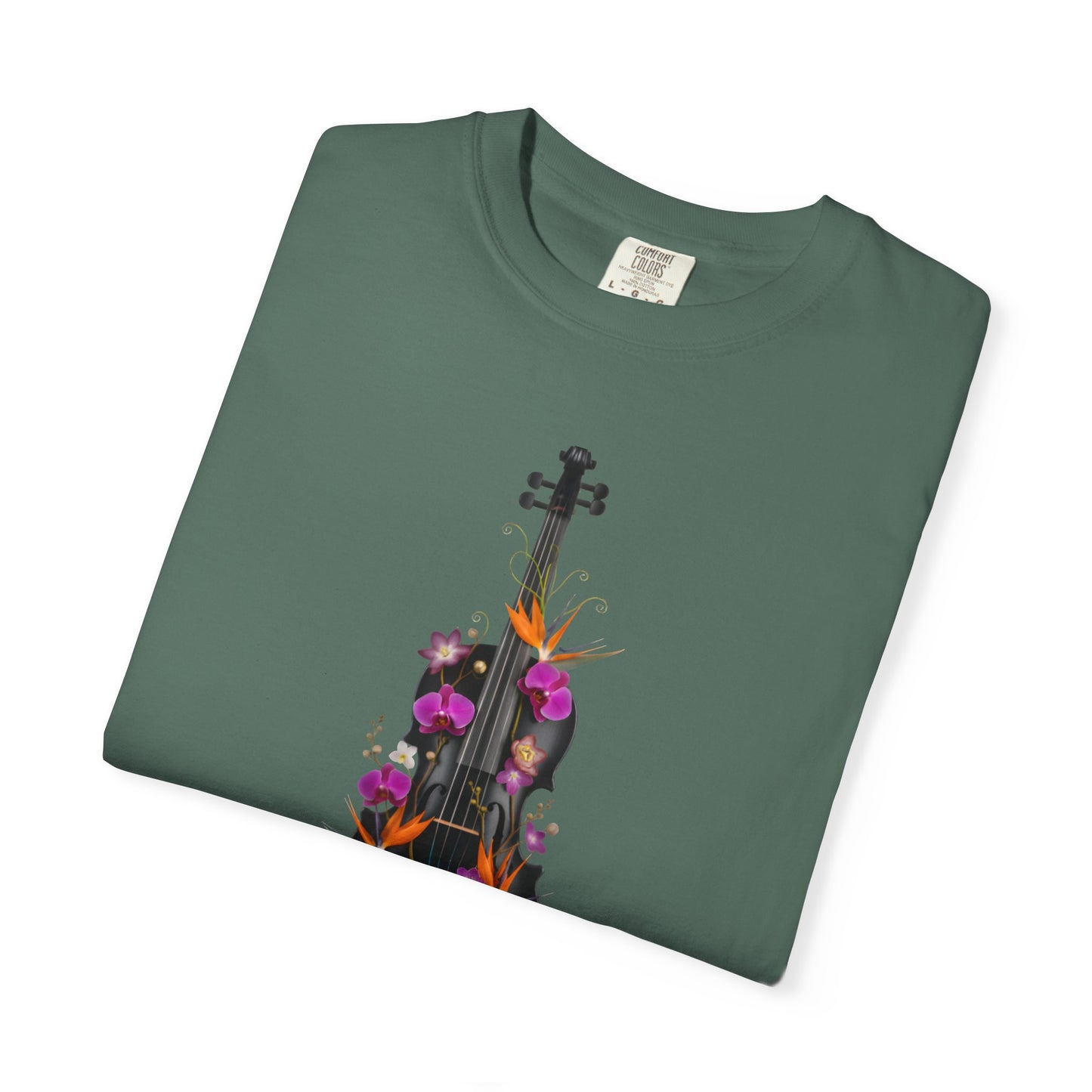 Floral Violin T-shirt | Botanical Music Instrument Tee