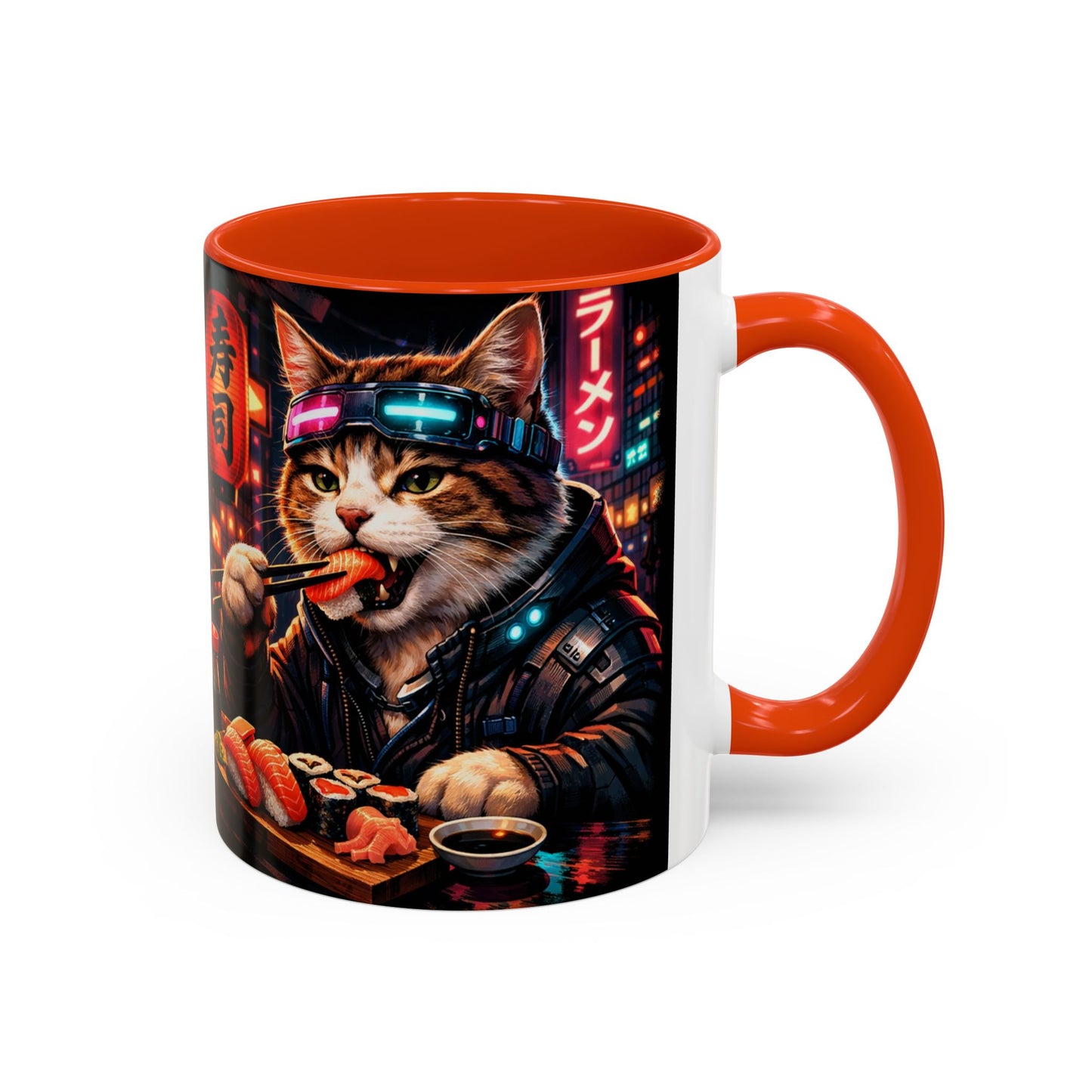 Cyberpunk Sushi Cat Mug | 11oz 15oz Ceramic Coffee Cup
