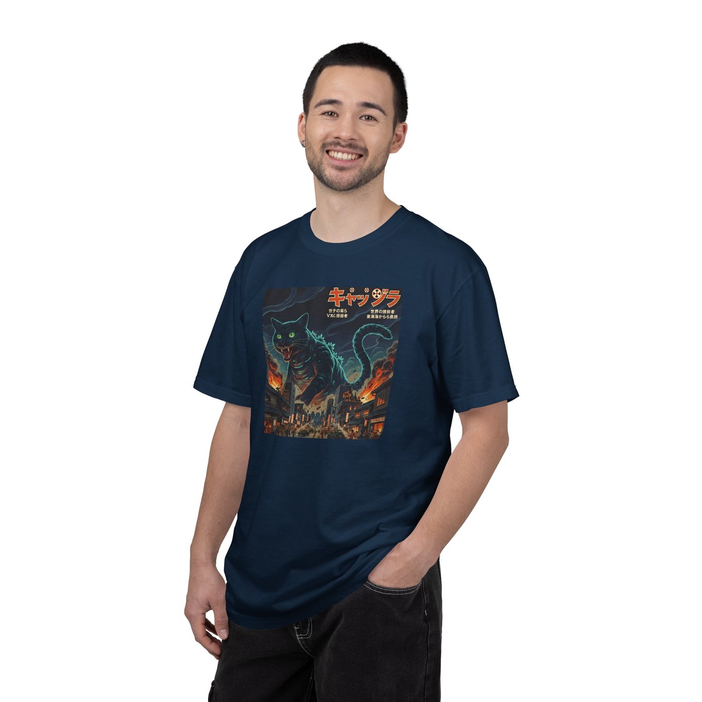 Giant Neon Cat Rampage T-Shirt | Retro City Kaiju Artwork