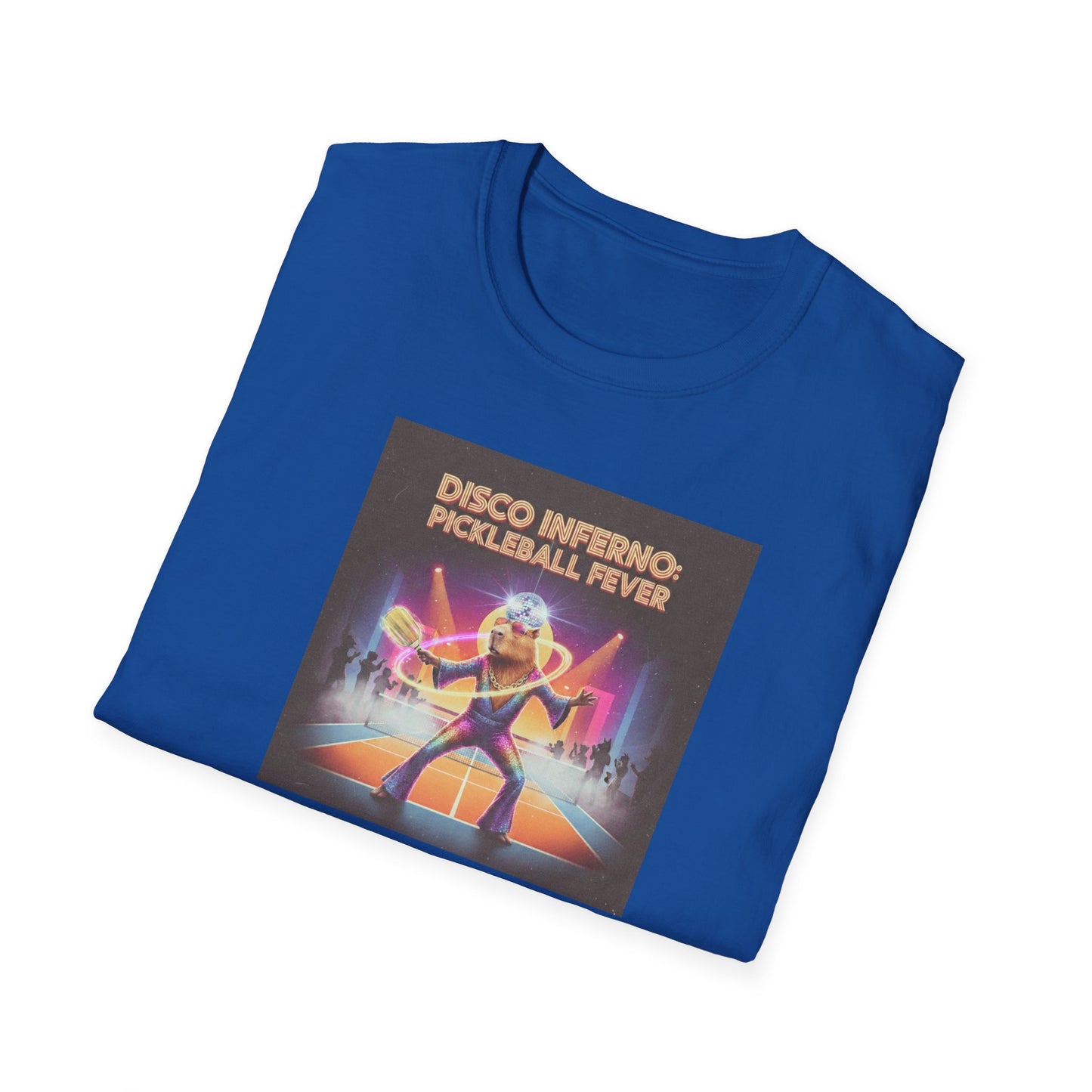 Disco Inferno Capybara Pickleball Fever T-Shirt | Retro 70s Dance Court Graphic