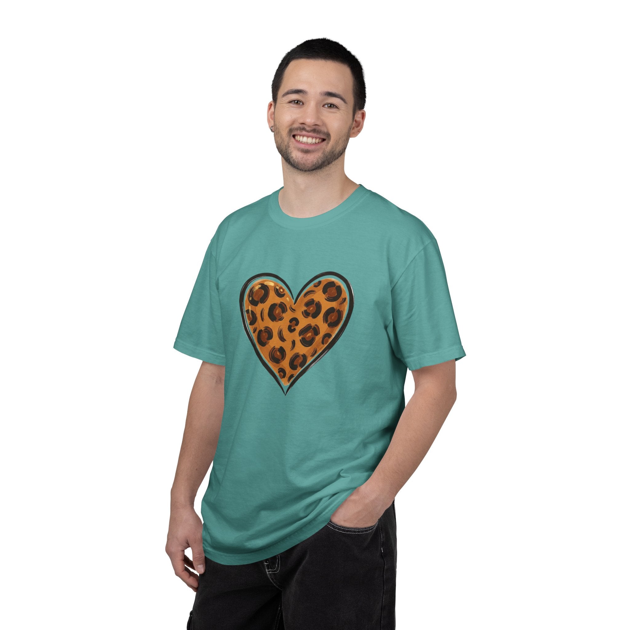 Leopard Print Heart T-shirt | Animal Print Heart Tee