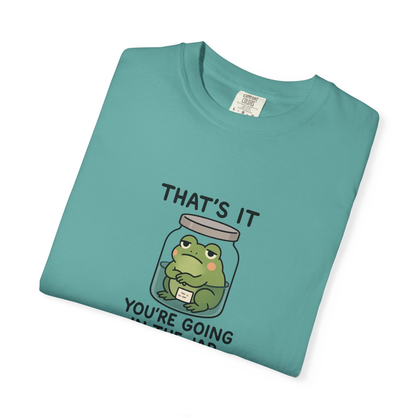 Glass Jar Frog Illustration T-shirt | Frog in Water Jar