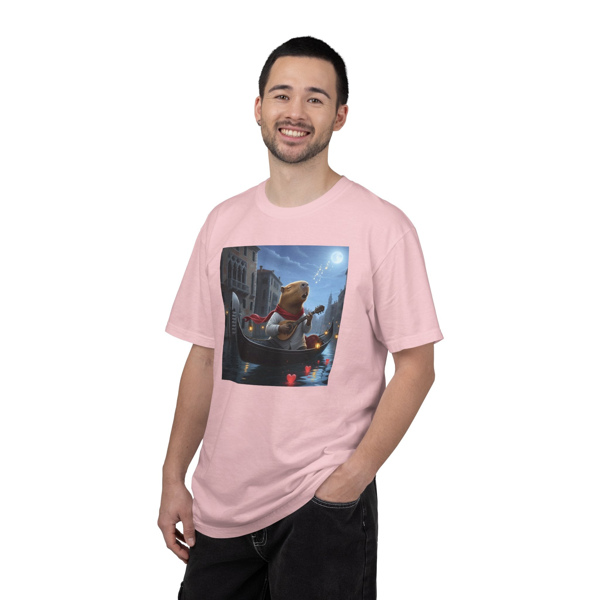 Capybara Gondolier Venice Night T-shirt | Romantic Venetian Canal Illustration