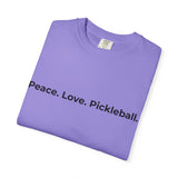 Peace. Love. Pickleball. T-Shirt | Minimalist Text Tennis Paddle Shirt