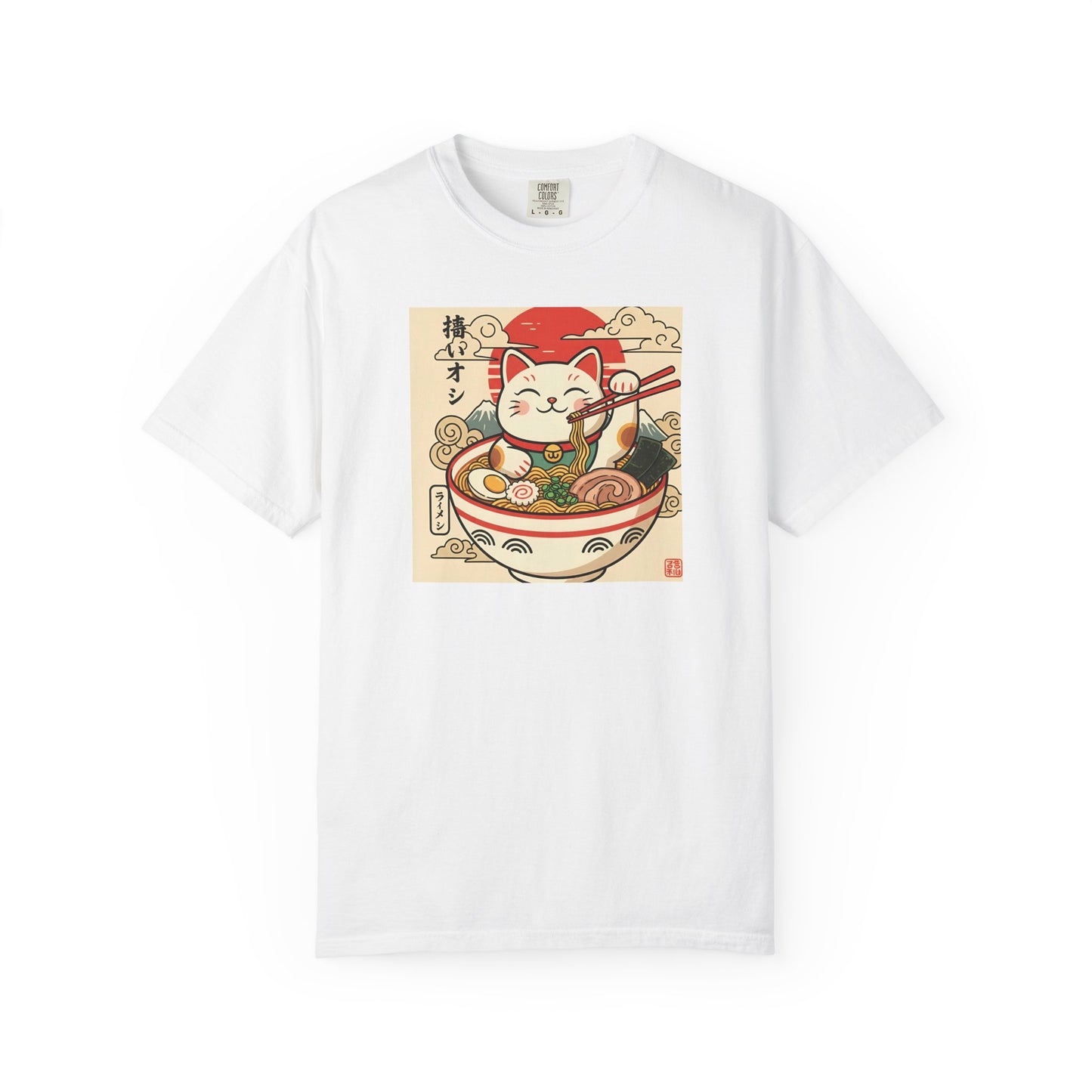 Maneki Neko Ramen Cat T-shirt | Lucky Cat Bowl Graphic Japanese Style
