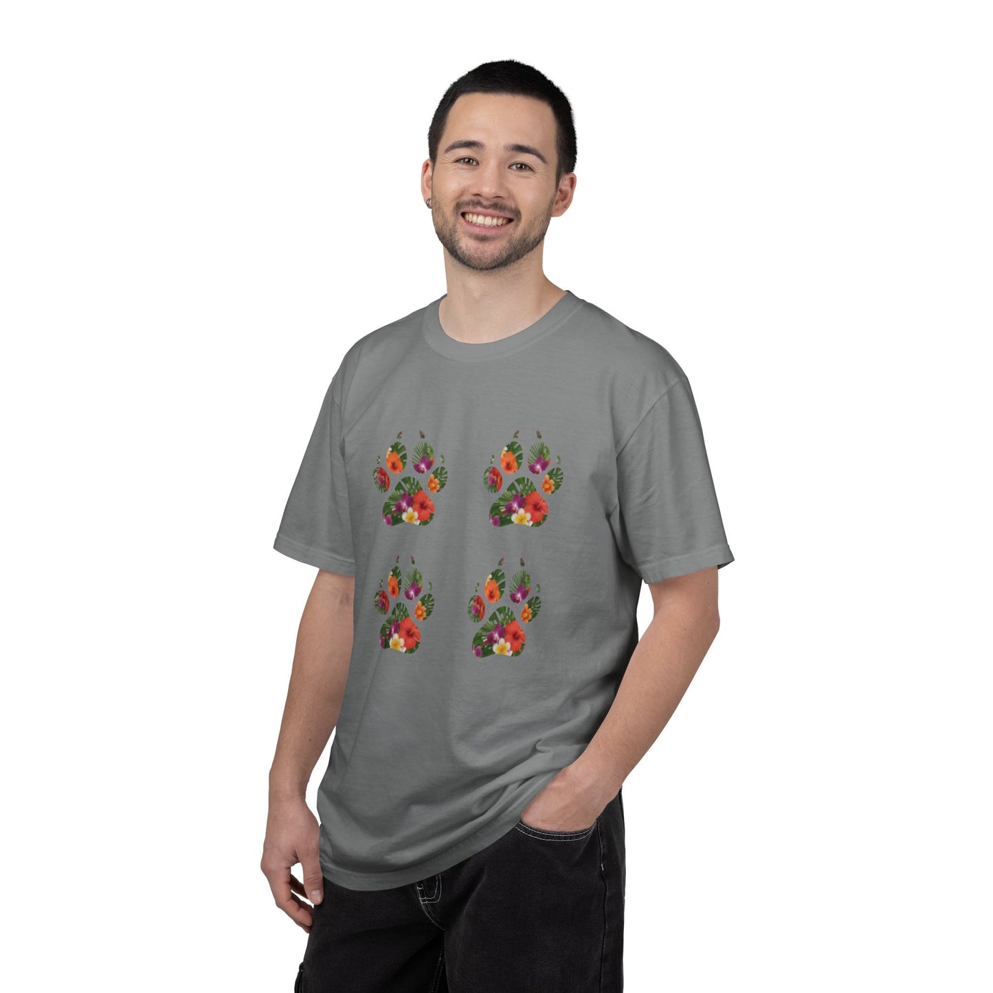 Floral Puppy Paws T-shirt | Dog Lover Tee