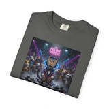 Feline Groove DJ Cat Illustration T-Shirt | Retro Neon Club Scene