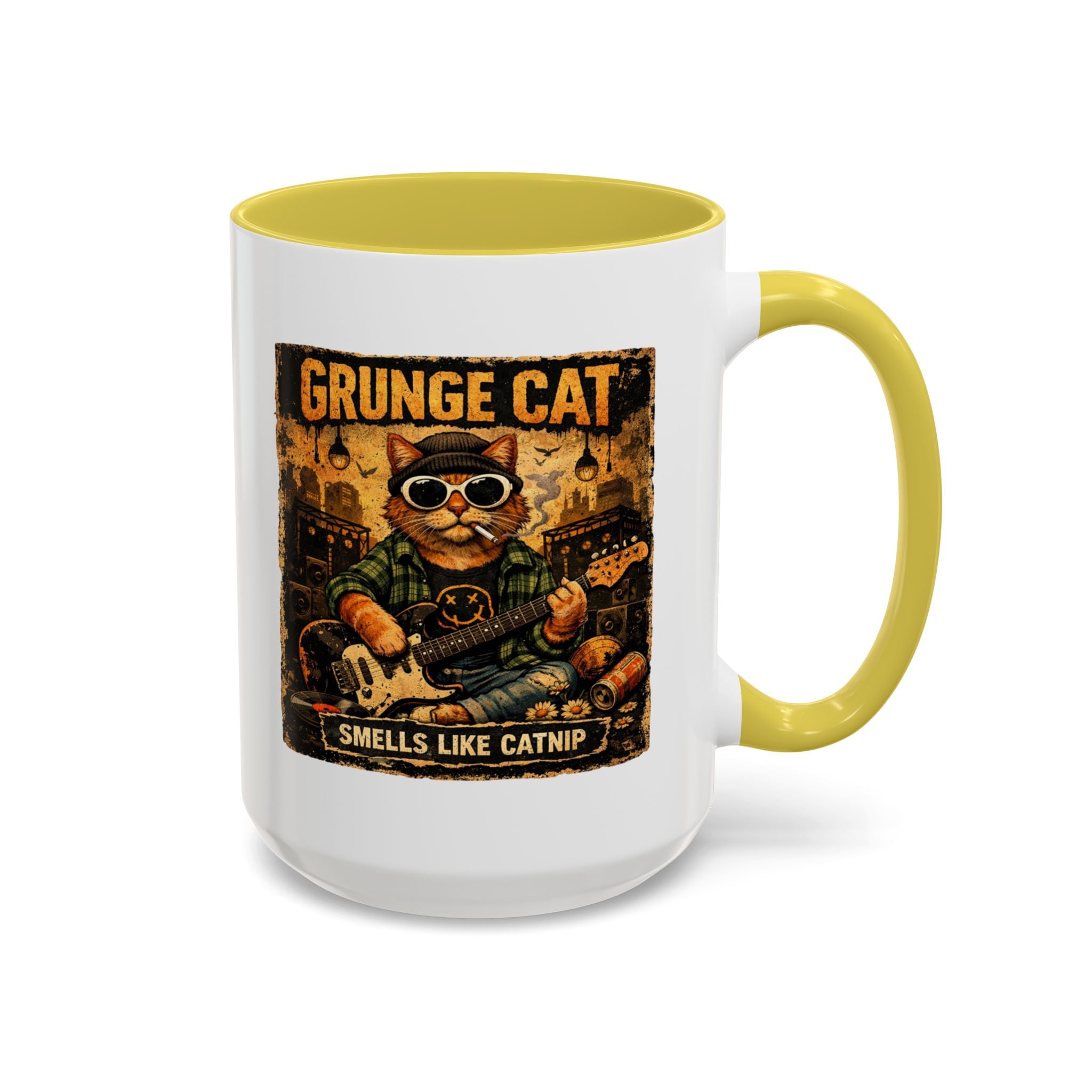 Grunge Cat Smells Like Catnip Mug | Ceramic Coffee Cup