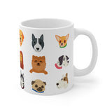 Dog Breed Faces Mug | Cute Cartoon Puppy Pattern 11oz