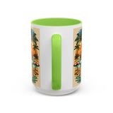 Surfing Bigfoot Mug | Retro Beach Sunset Bigfoot Wave Coffee Cup