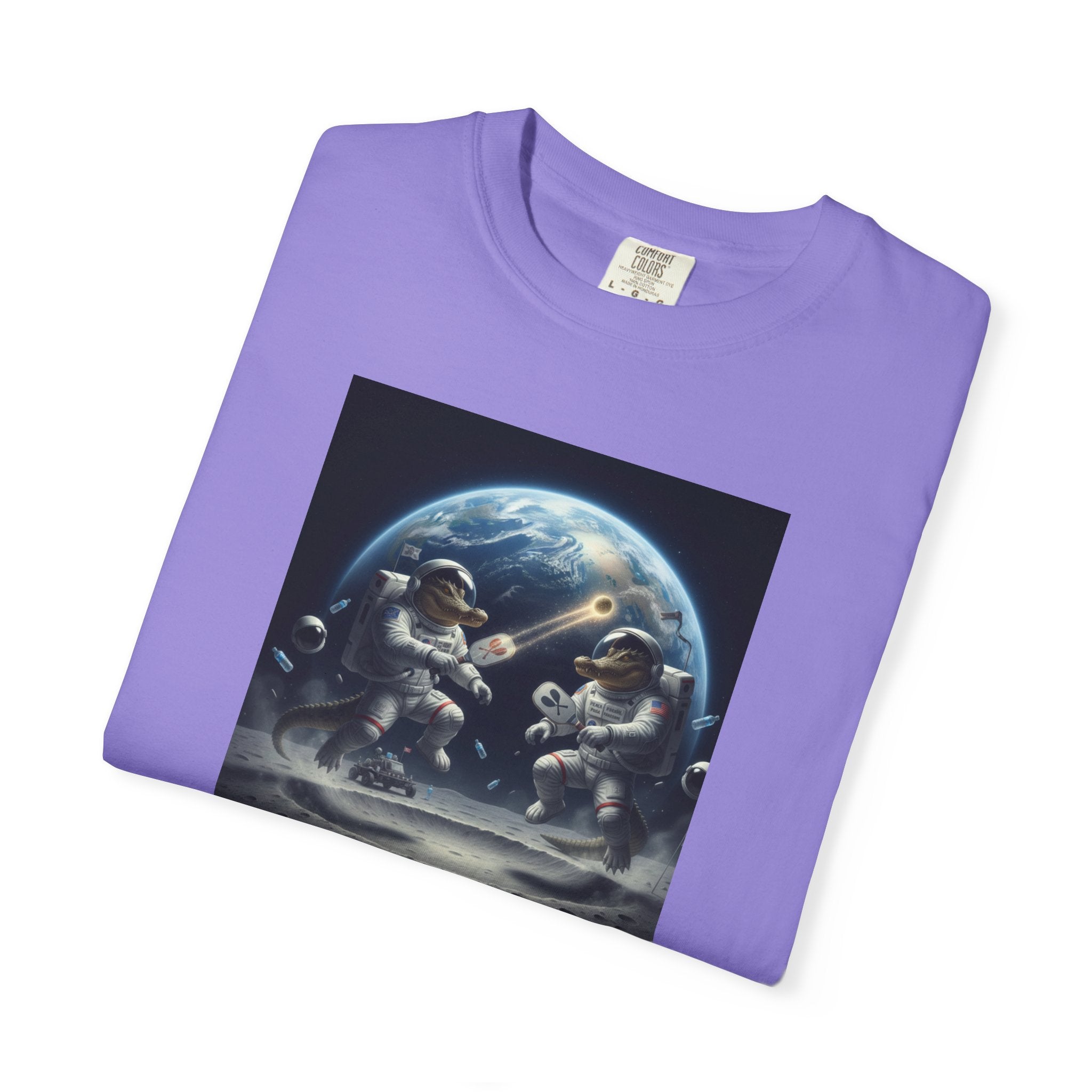 Gator Lunar Pickleball  T-shirt | Earth Background, Spacewalk Illustration