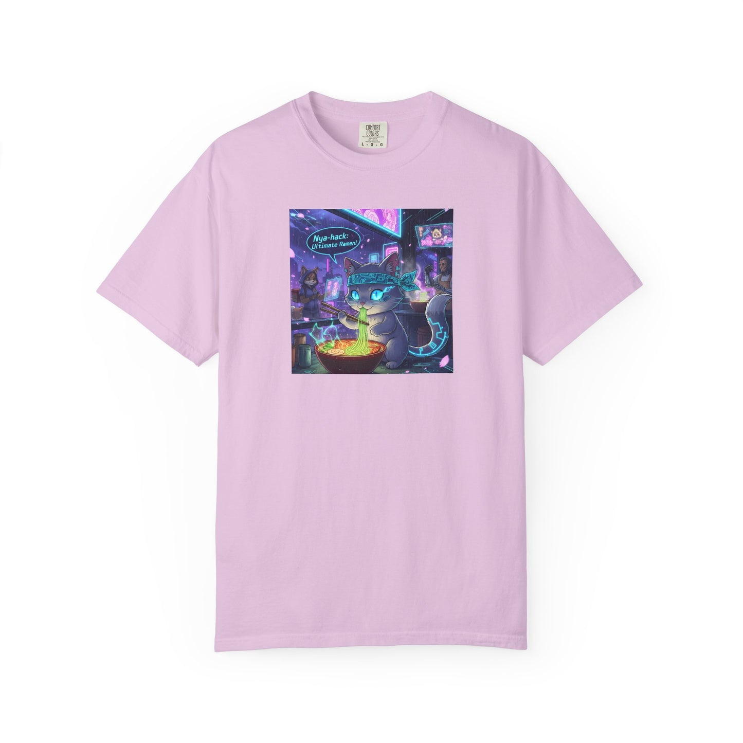 Cyberpunk Cat T-shirt | Neon Magic Potion Street Scene