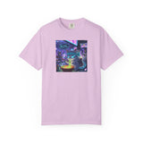 Cyberpunk Cat T-shirt | Neon Magic Potion Street Scene