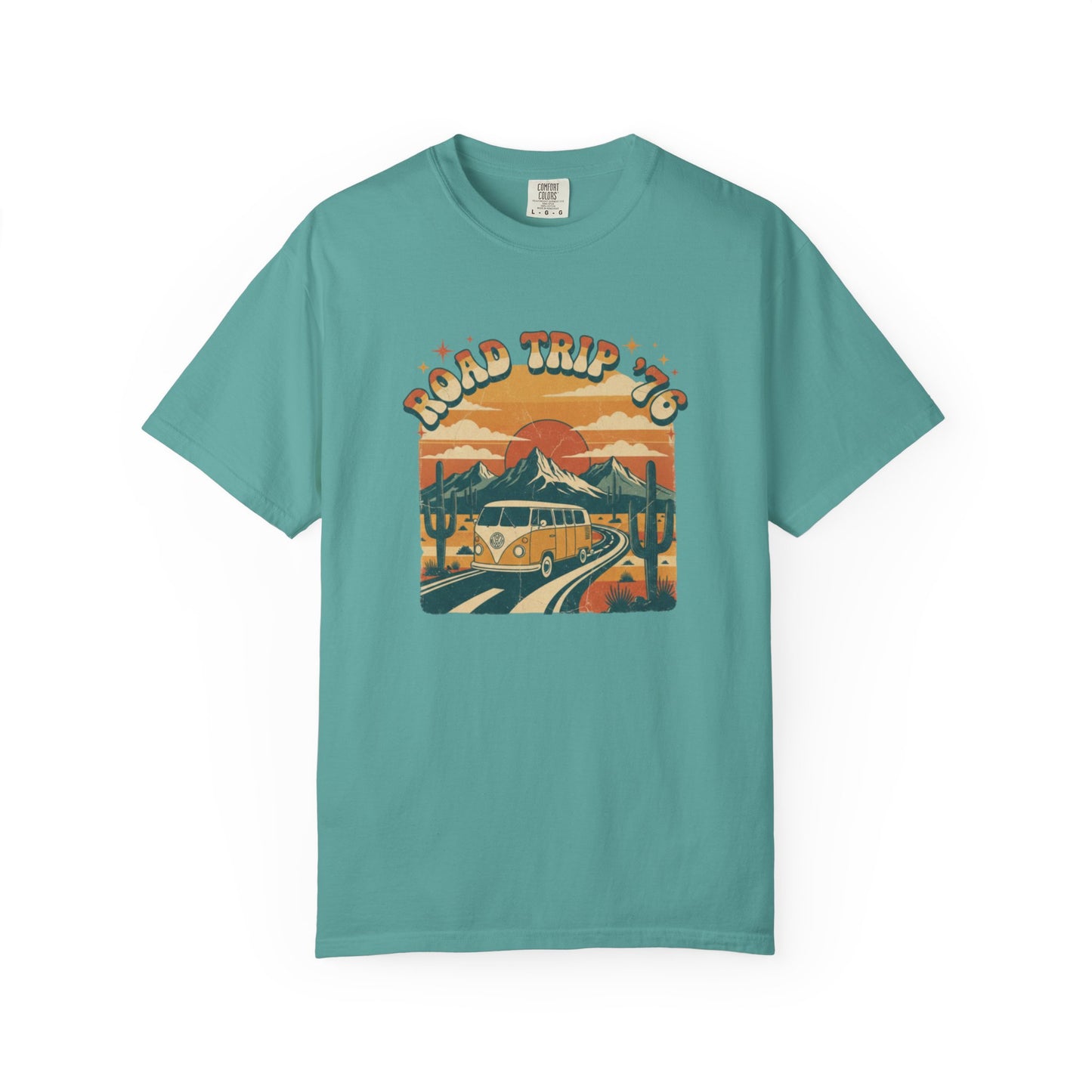 Road Trip '76 T-shirt | Vintage Camper Van Sunset Graphic