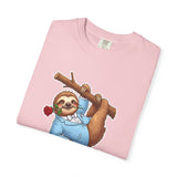 Sloth with Rose on Branch T-shirt | Cute Relaxed Animal Tee