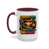 Straight Outta Meow The Kitty 90s Hip Hop Mug | Color Accent