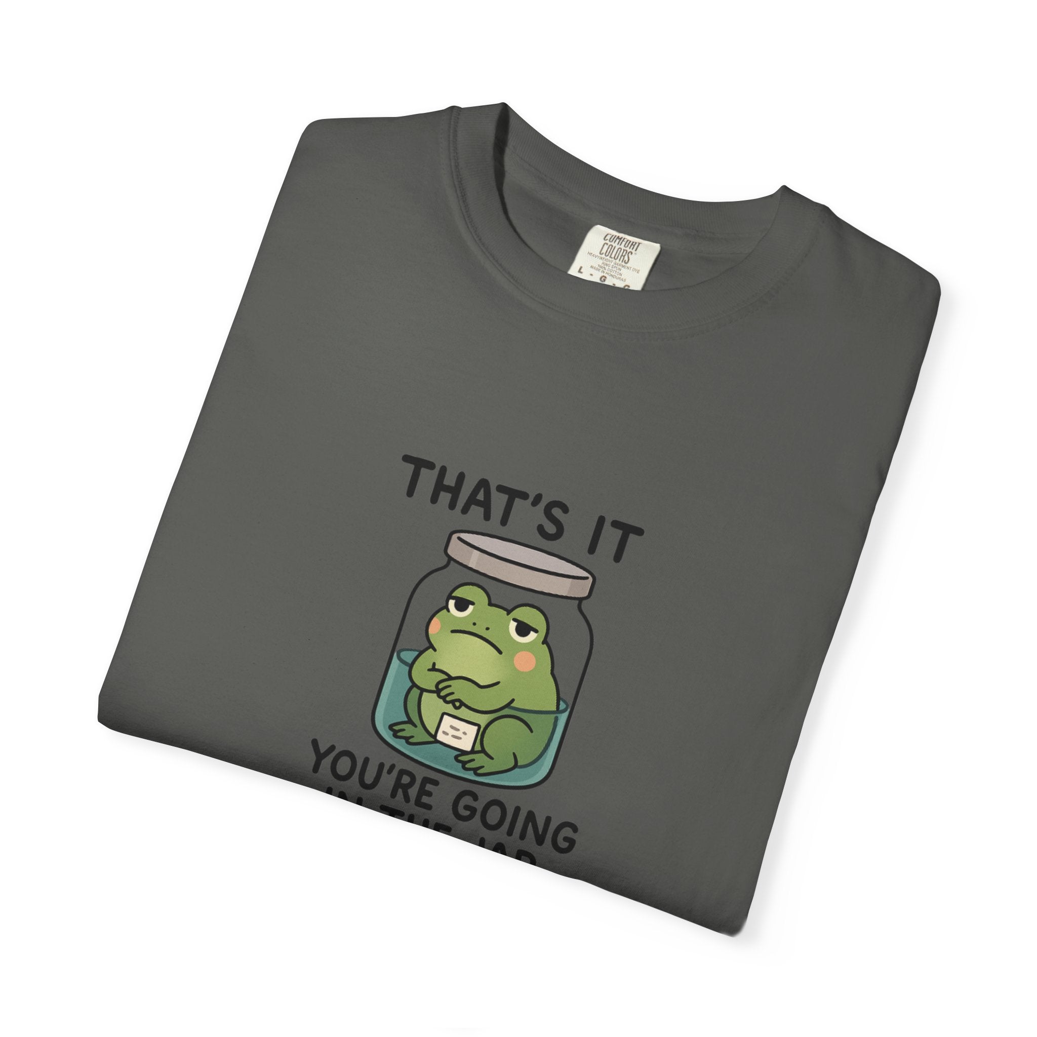 Glass Jar Frog Illustration T-shirt | Frog in Water Jar