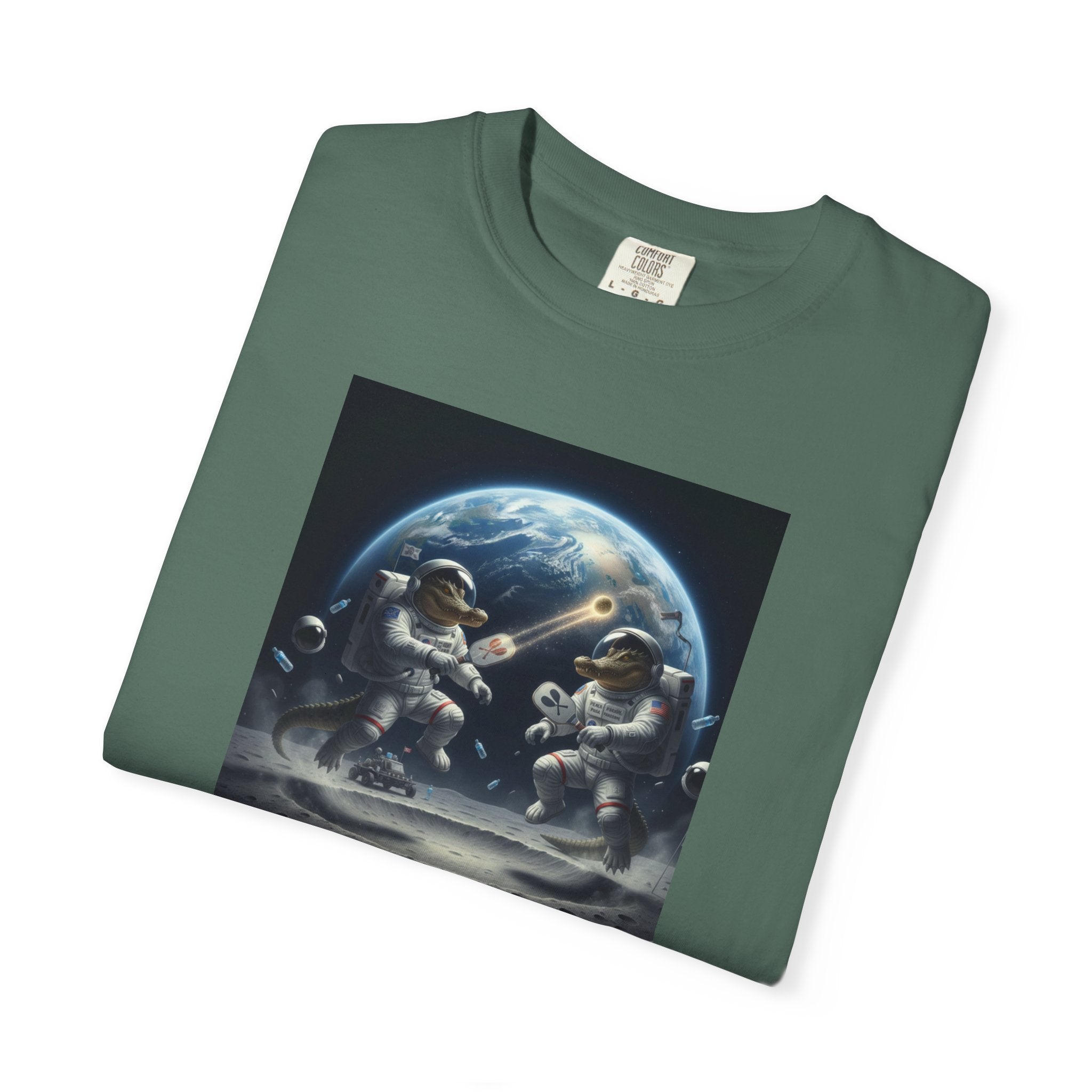 Gator Lunar Pickleball  T-shirt | Earth Background, Spacewalk Illustration