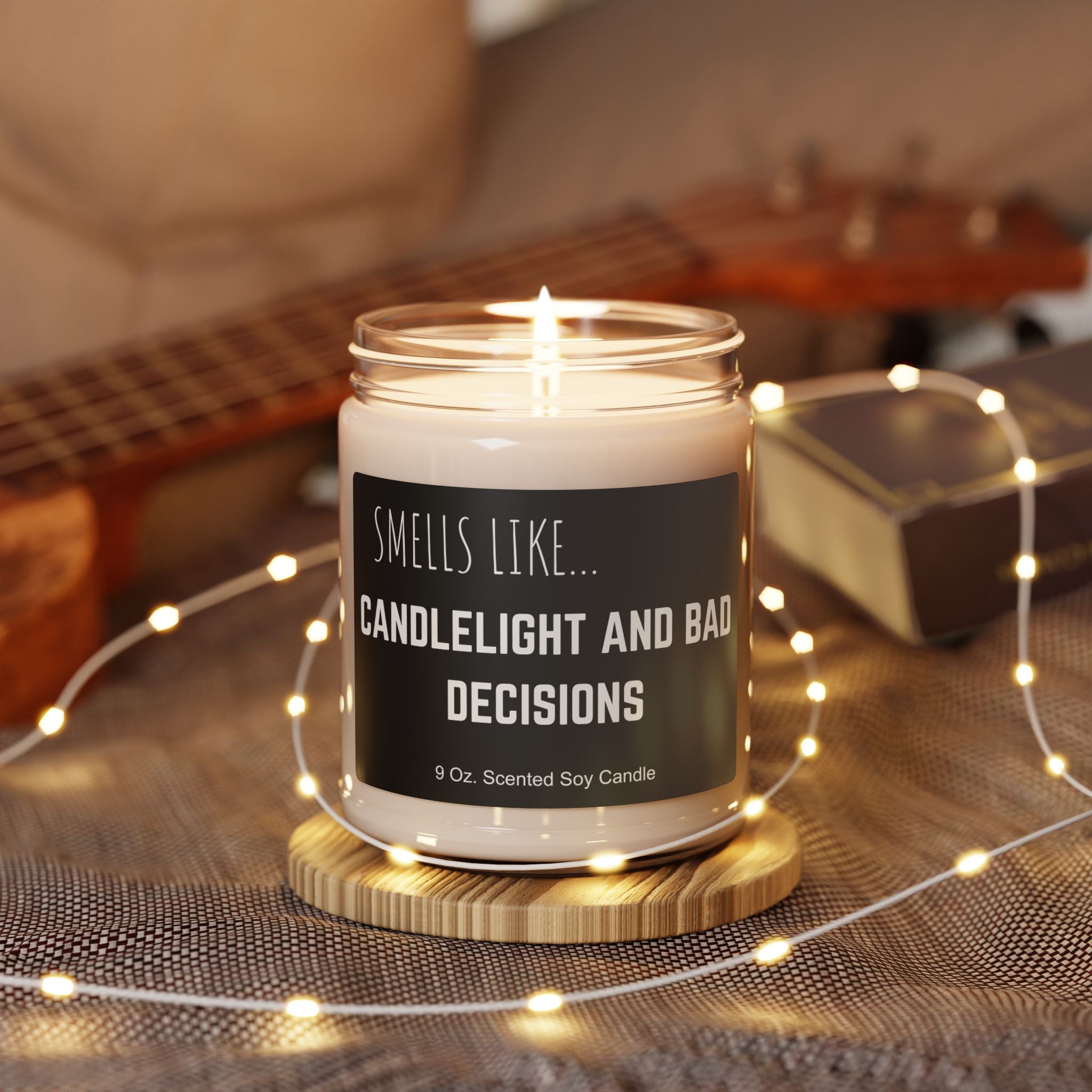 Candlelight and Bad Decisions Candle, Scented Soy 9oz | Punny Romance Quote