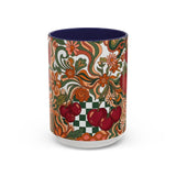 Vintage Cherry Strawberry Pattern Accent Mug | 11oz 15oz