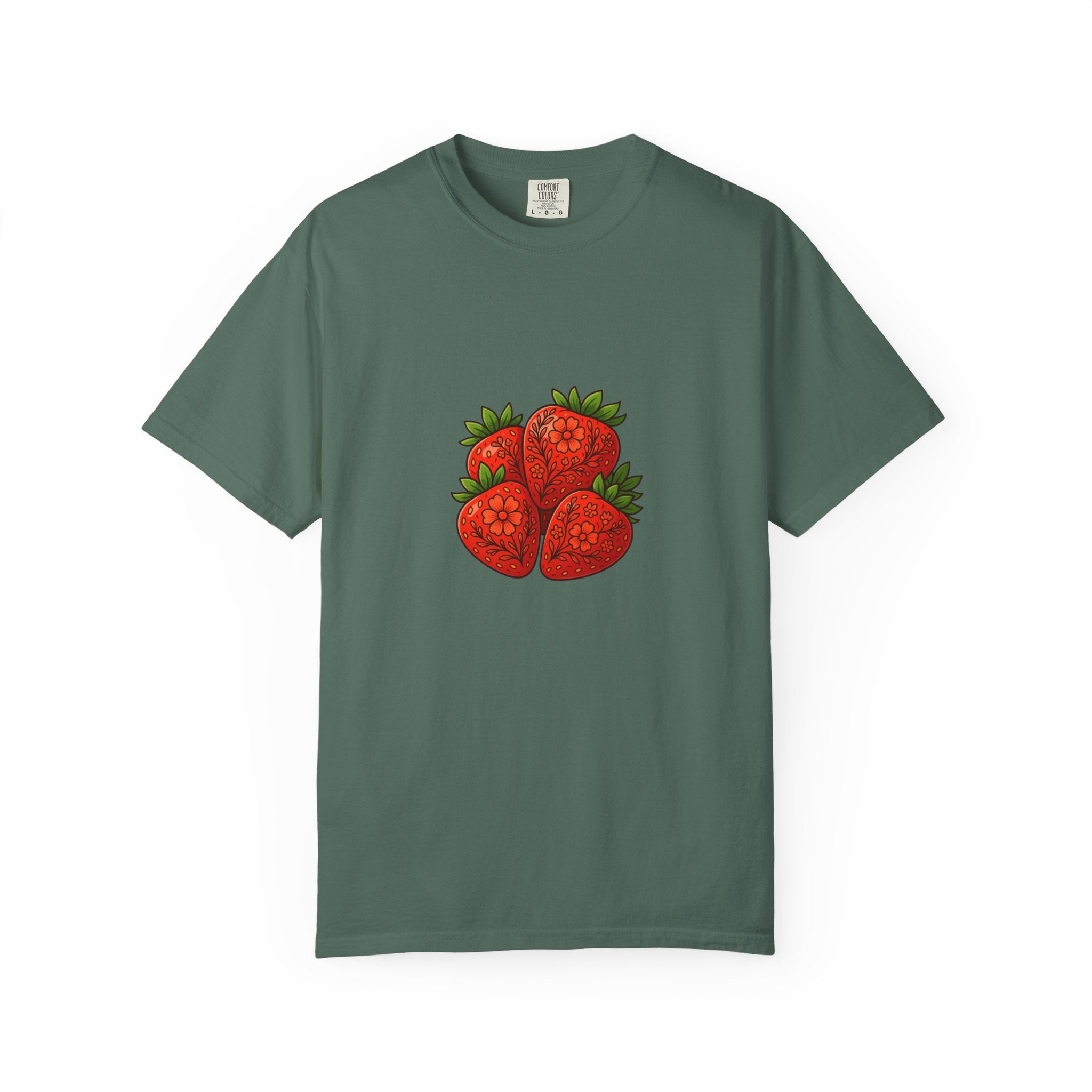 Strawberry Cluster T-shirt | Retro Floral Fruit Illustration