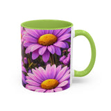 Purple Daisy Floral Mug | Accent Coffee Mug 11oz 15oz