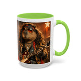 Rockstar Capybara with Guitar Mug | Color Accent Coffee Cup 11oz 15oz