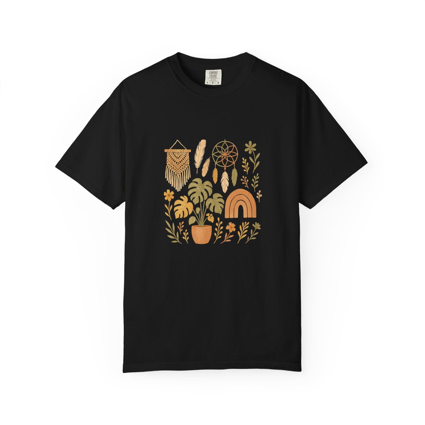 Boho Plants and Dreamcatcher T-Shirt | Rainbow, Monstera, Macrame