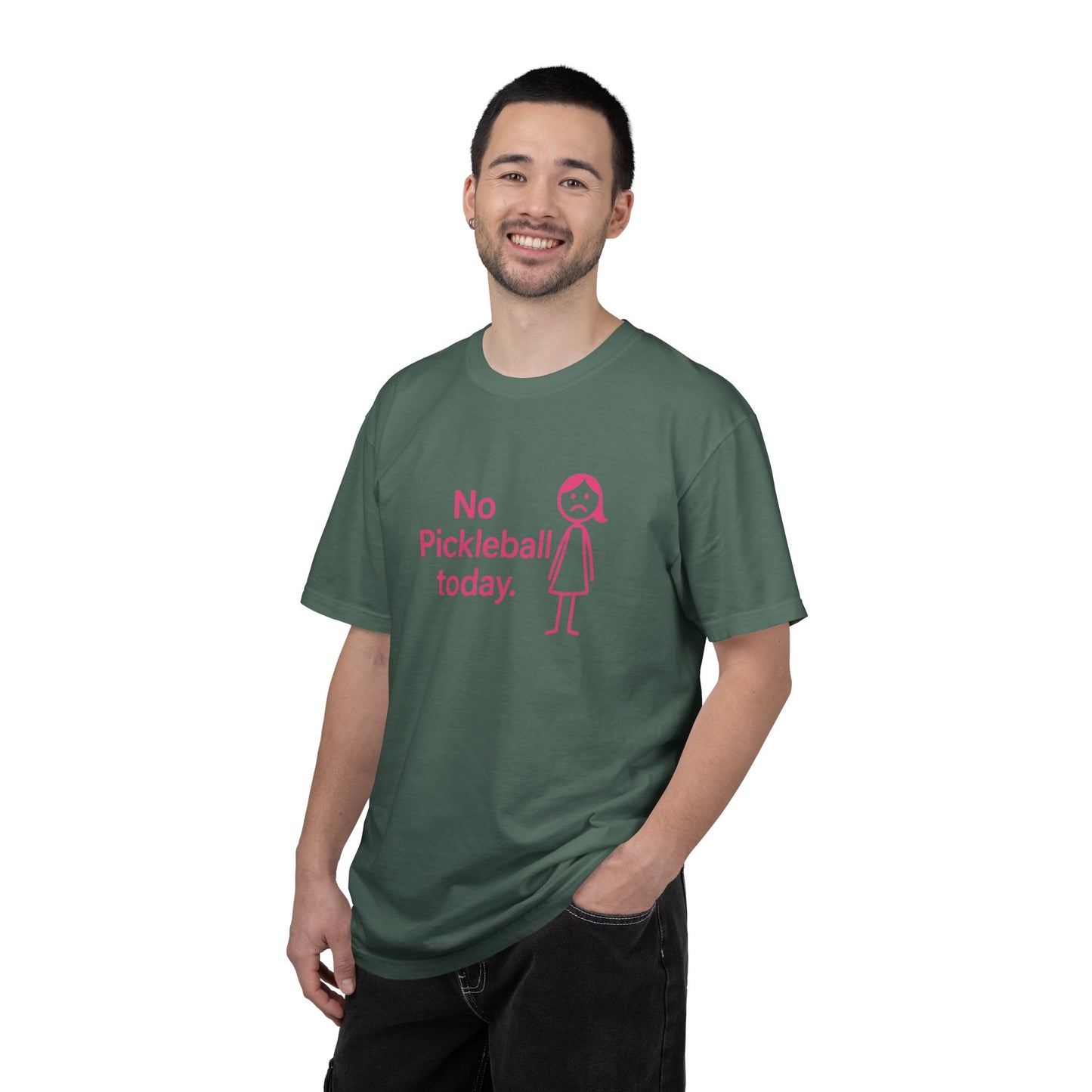 No Pickleball Today T-shirt | Funny Pickleball Saying, Pink Stick Figure Design