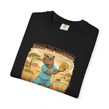 Smash the Savannah Capybara Pickleballer T-Shirt | Animal Sports Graphic Tee