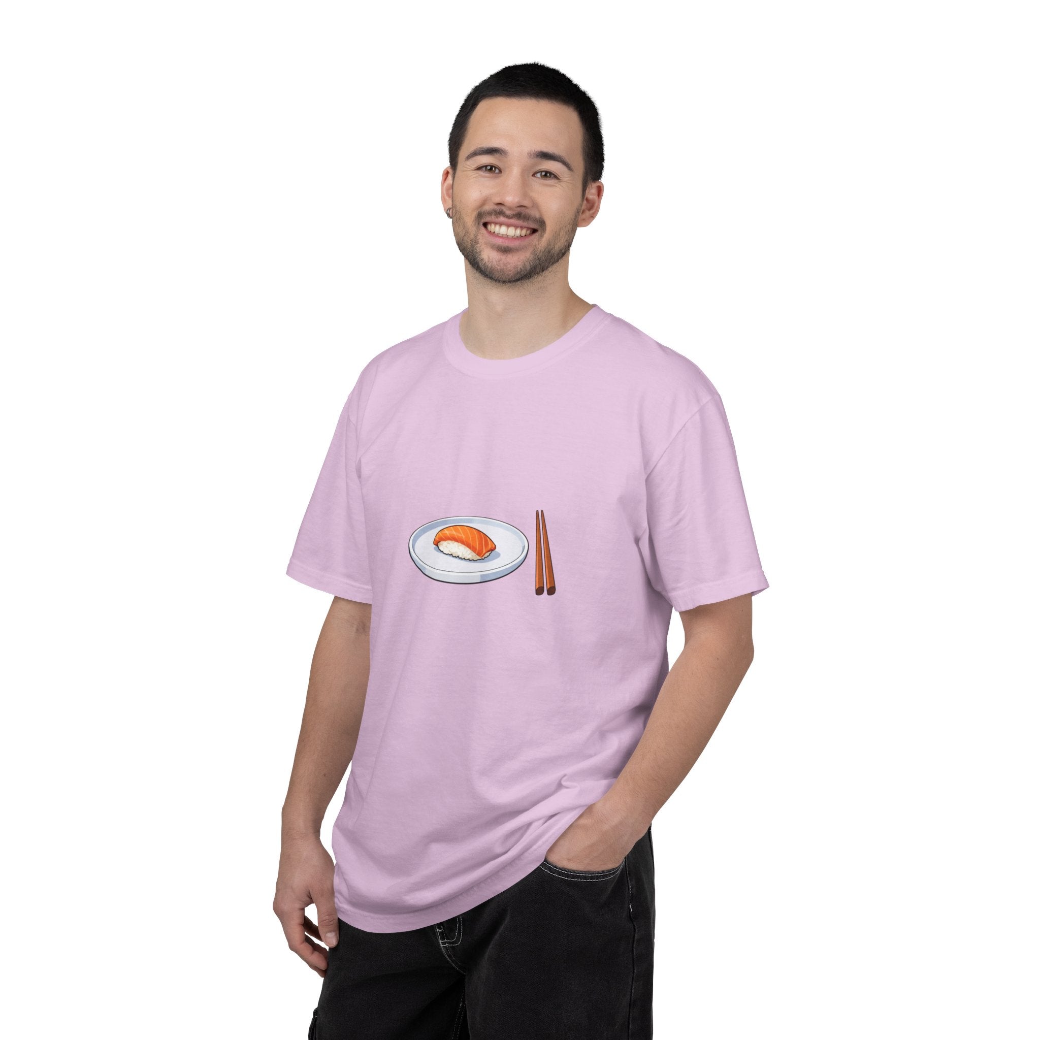 Salmon Nigiri Sushi plate with chopsticks T-shirt | sushi tee